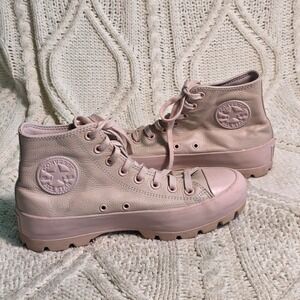 Converse Chuck Taylor Lugged Platform Leather High Top Sneaker Pink Women's 9